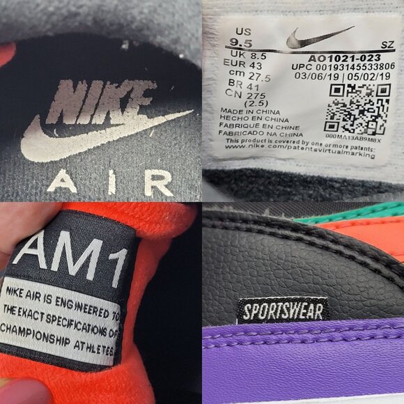 Y2K Nike Air Max 1 SE Windbreaker Sneakers Sz 9.5 Multi-Color Streetwear Kidcore - Picture 3 of 14